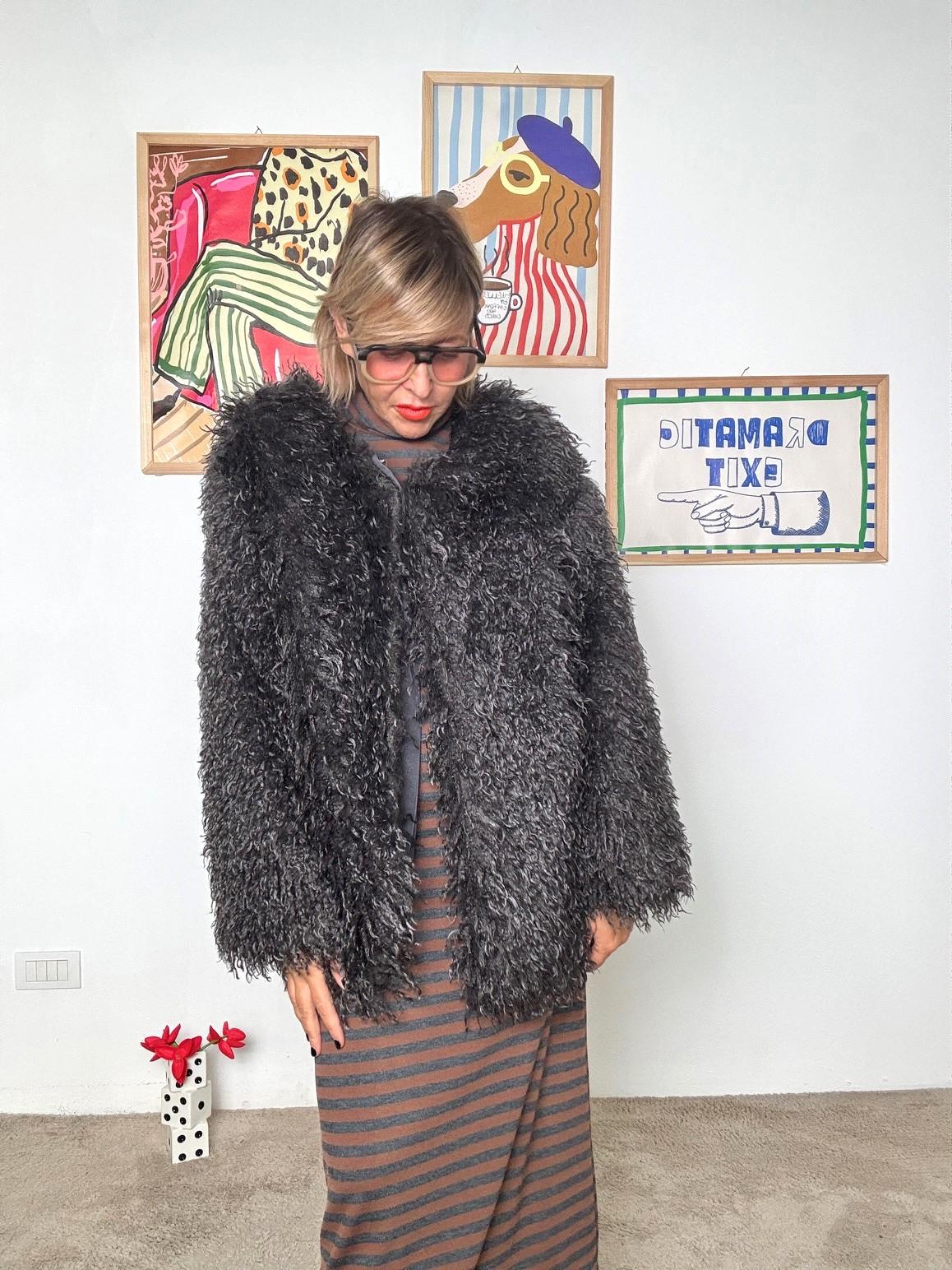 SOUVENIR - Ecopelliccia effetto riccio super cozy ANTRACITE G38P0940/ ANTRACITE SOUVENIR 