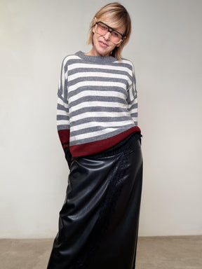 DEJA VU - MAGLIA STRIPE COZY GRIGIO A25SS416/ GRIGIO DEJA VU 