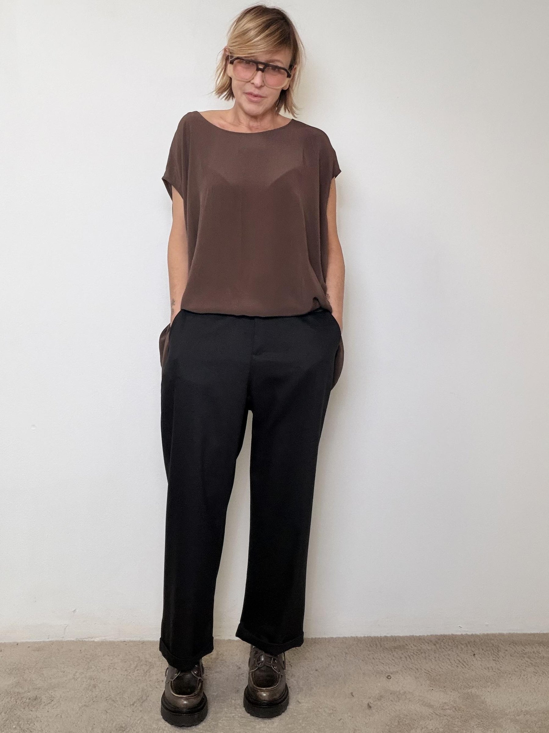 DEJA VU - Pantalone Easy Chic A25DL211/ NERO DEJA VU 