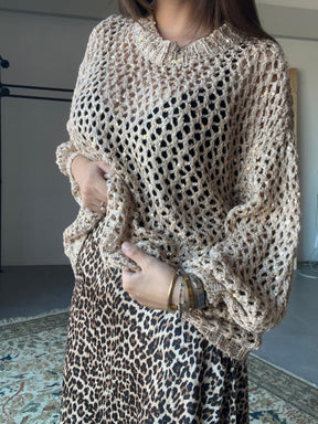 FEMALE_ Cardigan a rete oro "Brilla come vuoi" ZM66008/ ORO FEMALE 