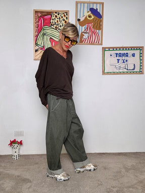 SUSY STAR - Jeans ampi tinto capo verde STP20985/ VERDE SUSY STAR 