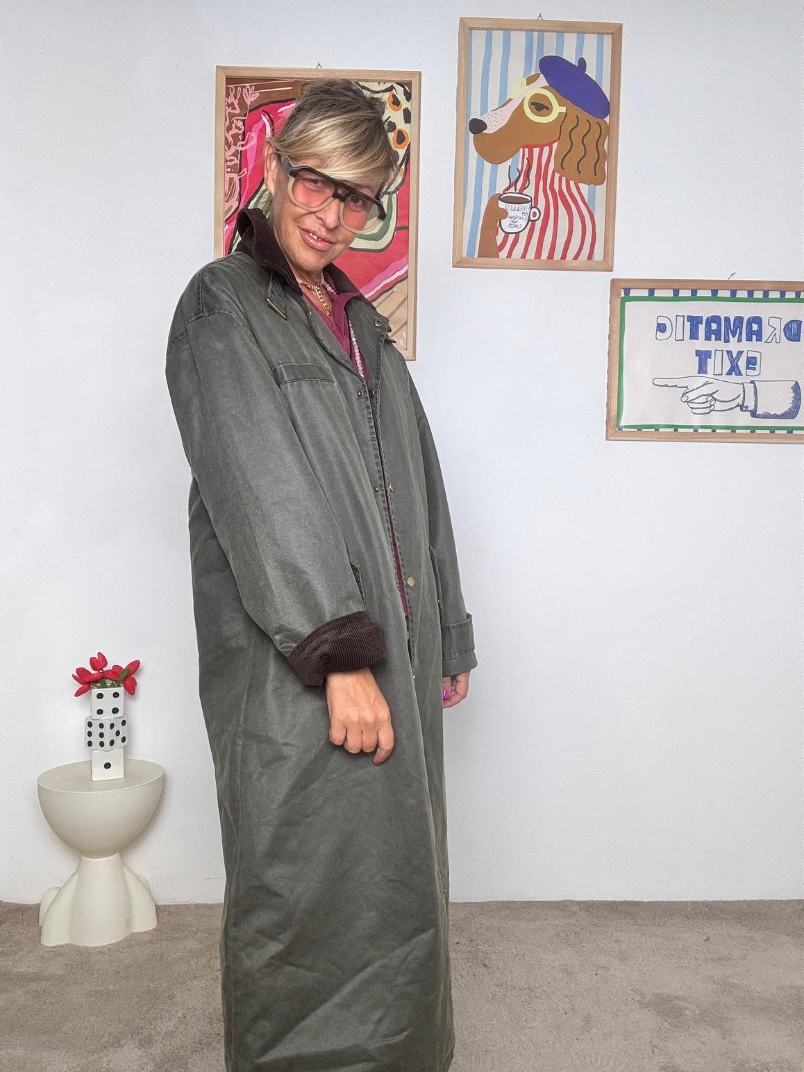 FEMALE - Trench trapuntato lungo in stile heritage britannico DL30140/ VERDE BOSCO FEMALE 