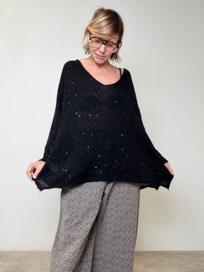 DEJA VU - Maglia Sparkle Soft  leggera, luminosa e super femminile A25VC411/ NERO DEJA VU 