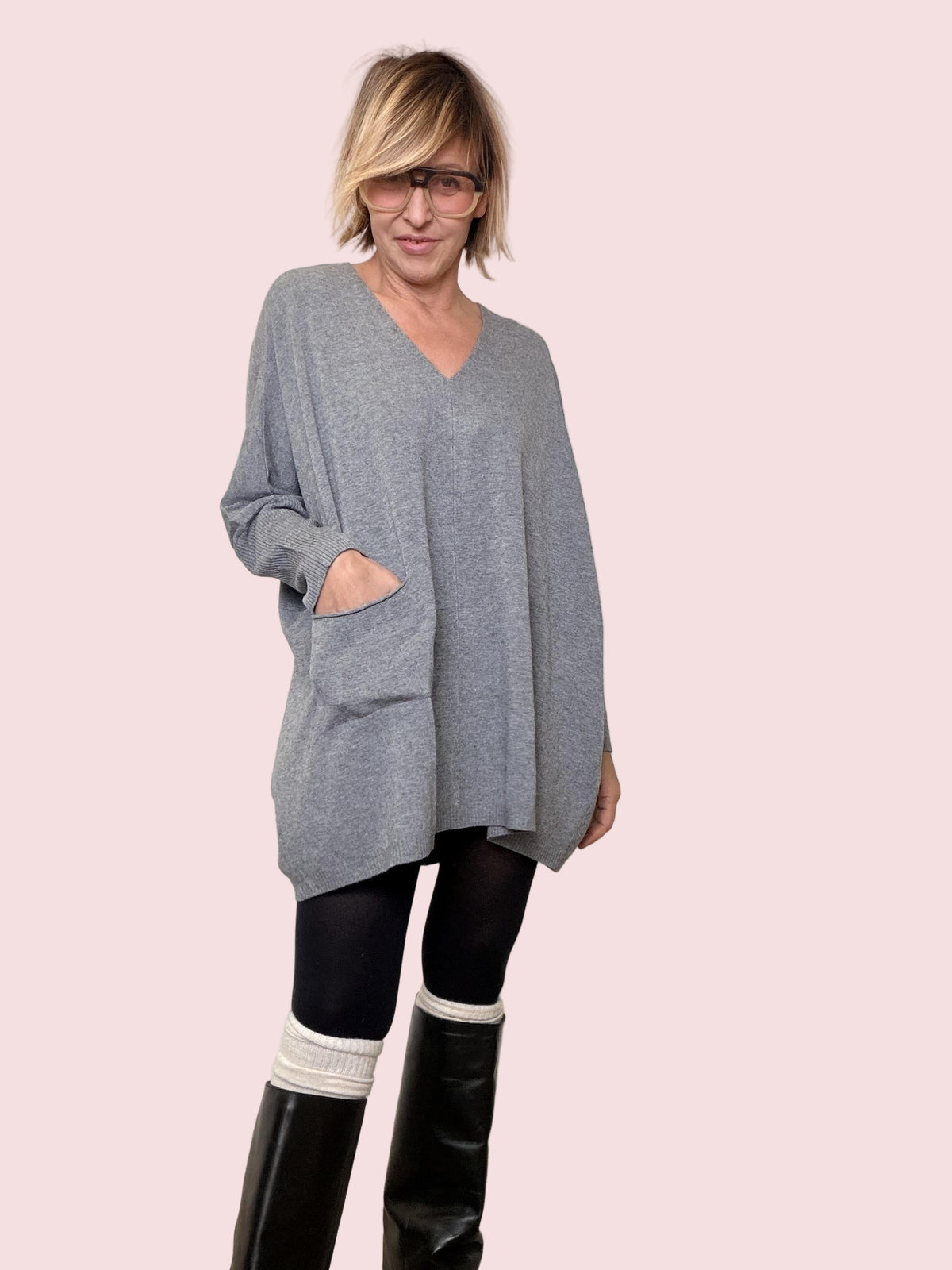 SUSY STAR - Maglia over con tasca GRIGIO ST78407/ GRIGIO SUSY STAR 