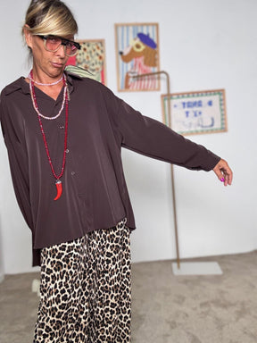 FEMALE - Camicia over in tessuto leggero color cioccolato 33598PK/ MORO FEMALE 