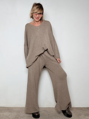 SUSY STAR - :COMPLETO MAGLIA + PANTALONE CASHMERE FANGO STWG7011B/ FANGO SUSY STAR 