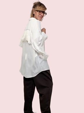 SUSY STAR - Camicia Fringe Flow  scenografica, fluida e super divertente STS7315/ LATTE SUSY STAR 