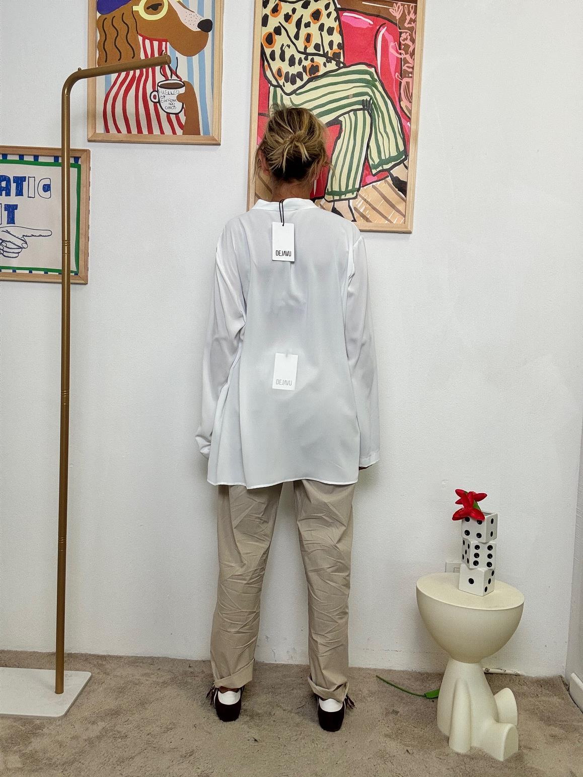 DEJA VU - Camicia Bianco Calmo  Eleganza Semplice, Effetto Wow A25FL106/ BIANCA DEJA VU 