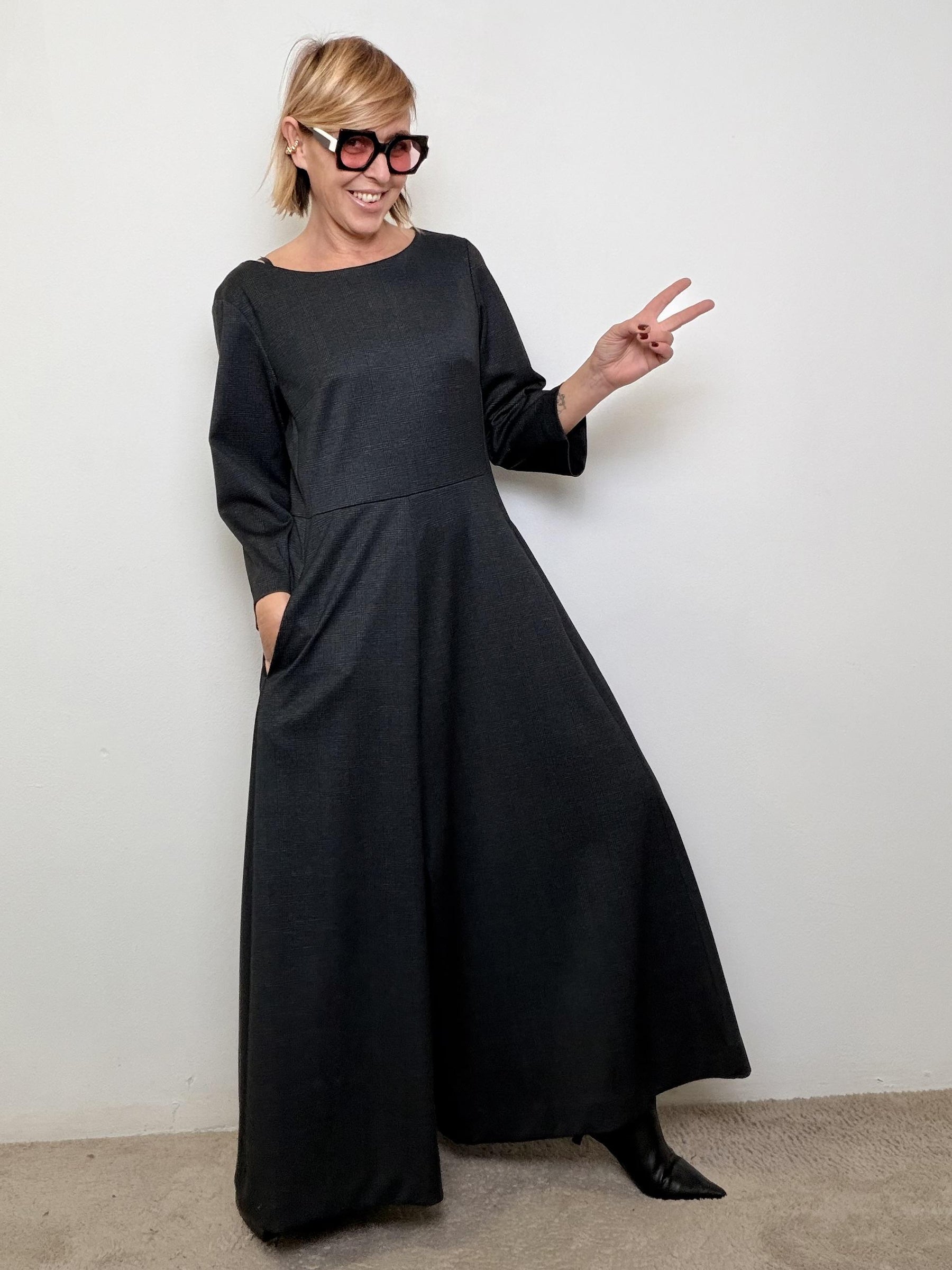 SUSY STAR - Tuta check  nero ST88496BAG/ NERO SUSY STAR 