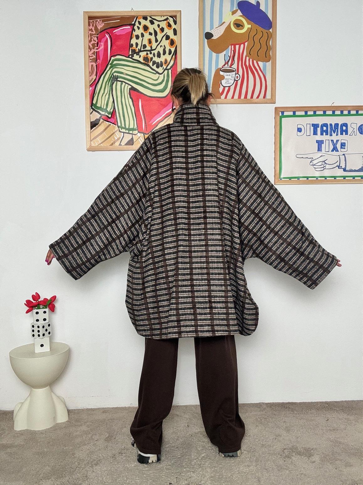 FEMALE - Giacca-cappotto oversize a fantasia: calda, comoda e super trendy WM2548/ MORO FEMALE 