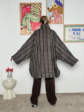 FEMALE - Giacca-cappotto oversize a fantasia: calda, comoda e super trendy WM2548/ MORO FEMALE 
