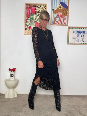FEMALE - Abito in pizzo nero elegante e grintoso D2112AI16/ NERO SUSY MIX 