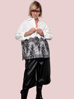 FEMALE - CAMICIA OVER CON PIZZO  ROMANTICA, MODERNA, FAVOLOSA 19066/ BIANCA FEMALE 