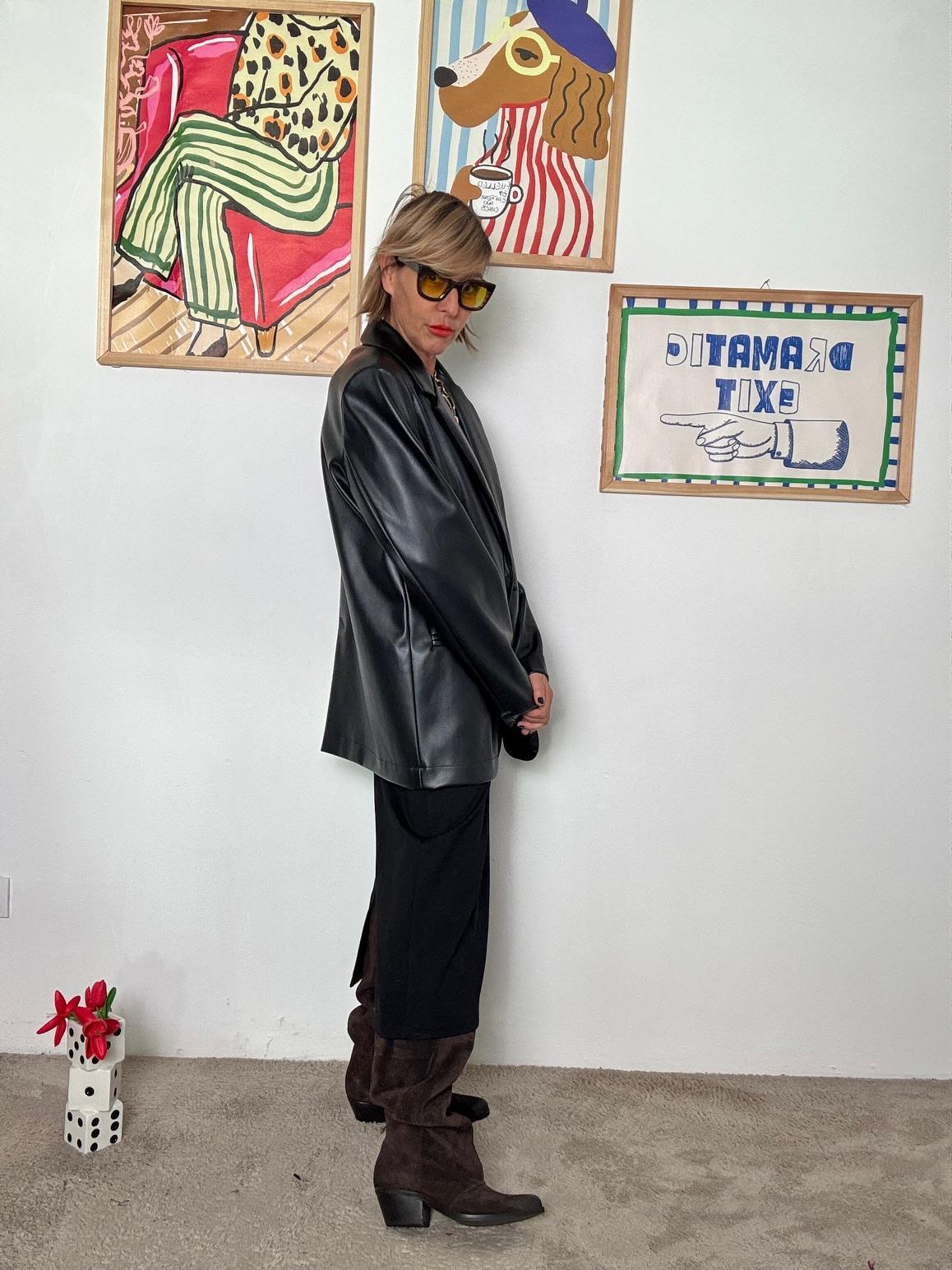 DEJA VU - Giacca in ecopelle effetto blazer A25FL602/ NERO DEJA VU 