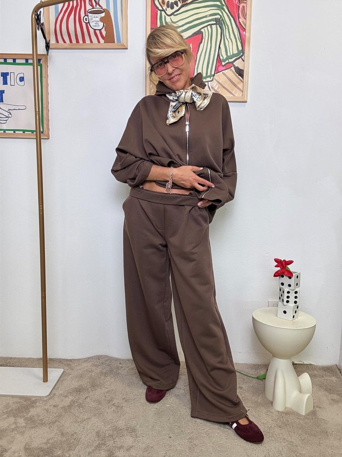 PANTALONE - Pantalone "Cacao Soft" in Punto Milano  Comfort Elegante da Mattina a Sera MARRONE A25LU408/ MORO DEJA VU 