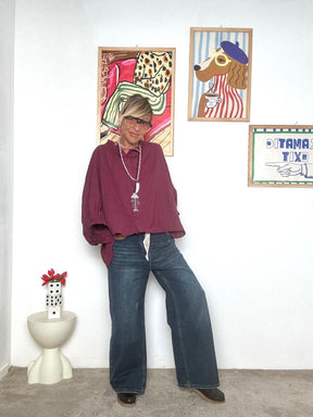 FEMALE -.Jeans a gamba larga con cintura-bandana: stile casual e creativo WY127/ JEANS FEMALE 