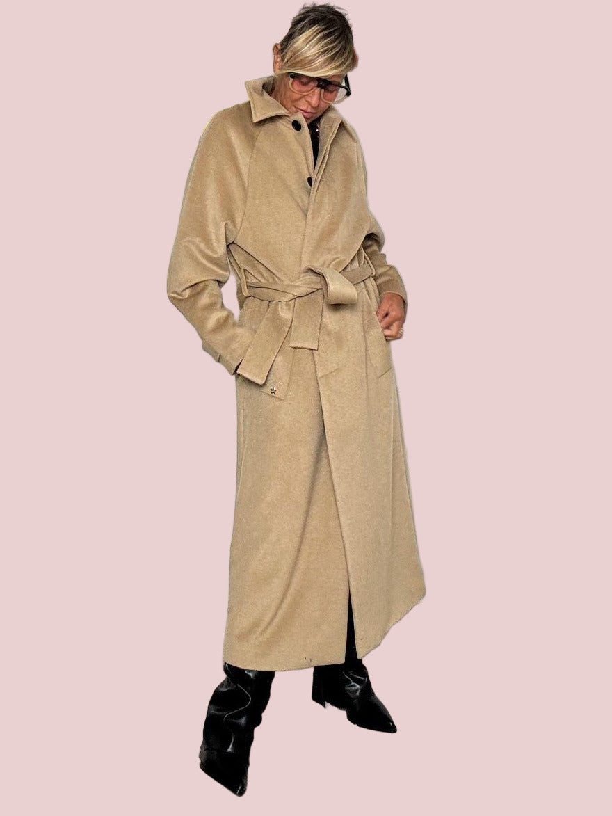 SOUVENIR - Cappotto lungo con cintura  eleganza senza tempo e comfort avvolgente cammello W38S0258/ CAMMELLO SOUVENIR 