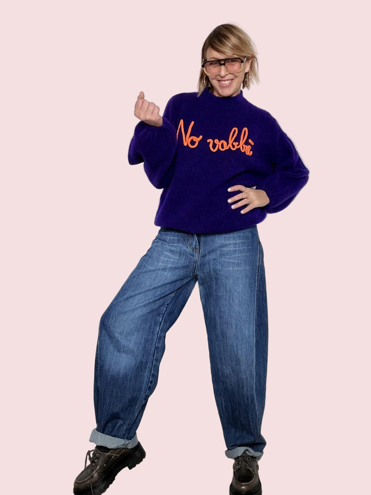 FEMALE - Maglia over No vabbè viola arancio A2702/ VIOLA/ARANCIO FEMALE 