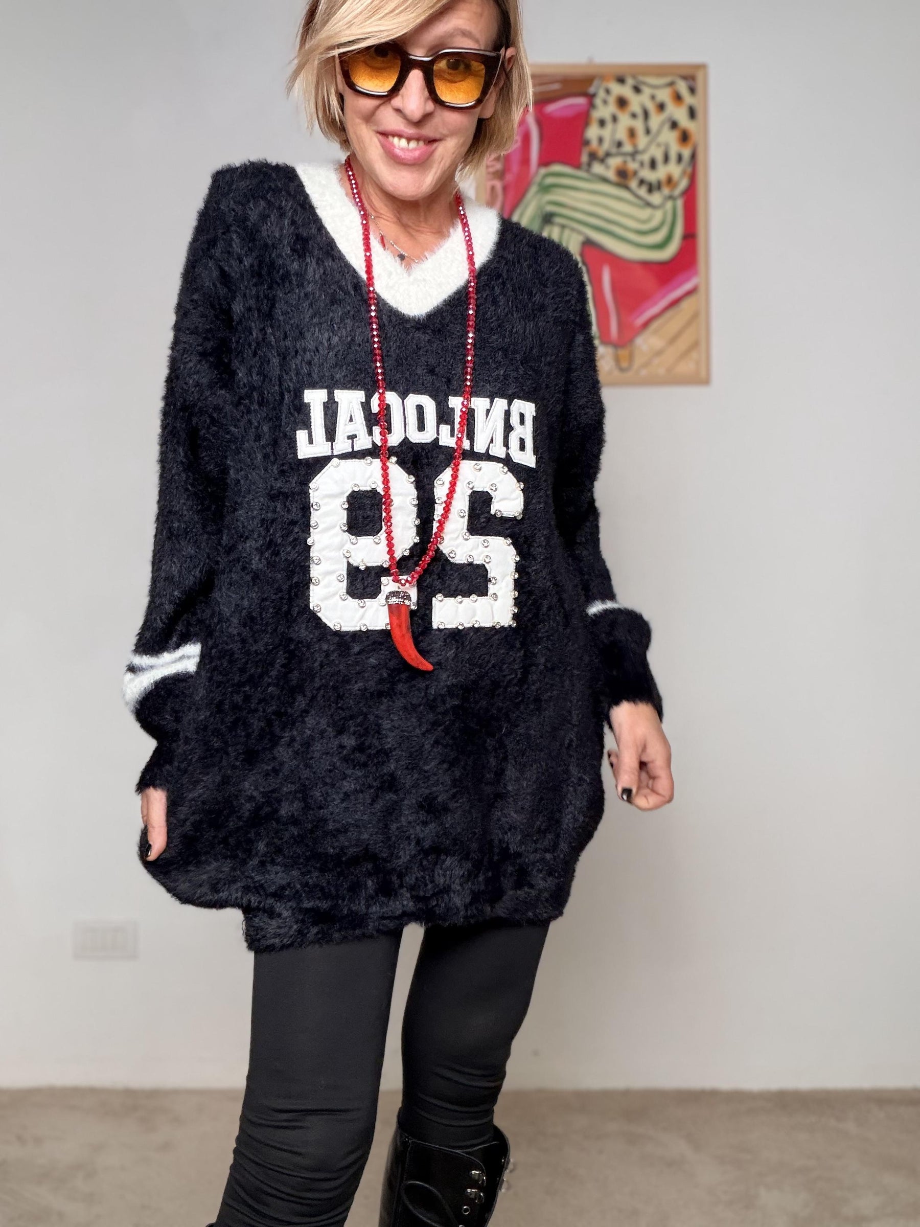 FEMALE - Maglia Abito College Furry NERA ZM52186/ NERO FEMALE 