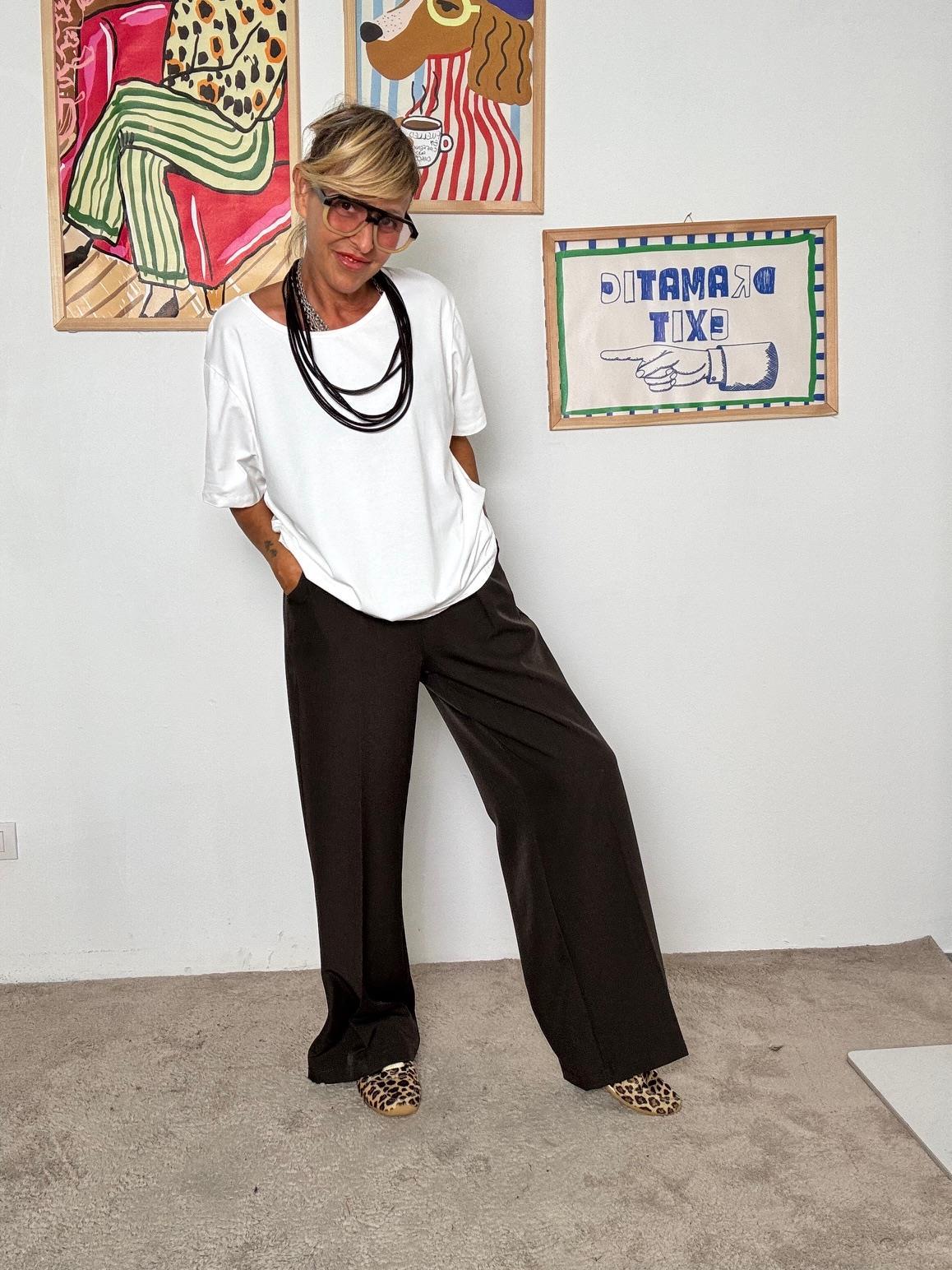 SUSY STAR - Pantaloni neri donna a gamba larga  eleganti, comodi e versatili moro STLS11698/ MORO SUSY STAR 