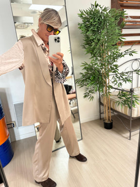 SUSY STAR - GILET LUNGO IN RASO - PLATINO STSUSY852/ PLATINO SUSY STAR 