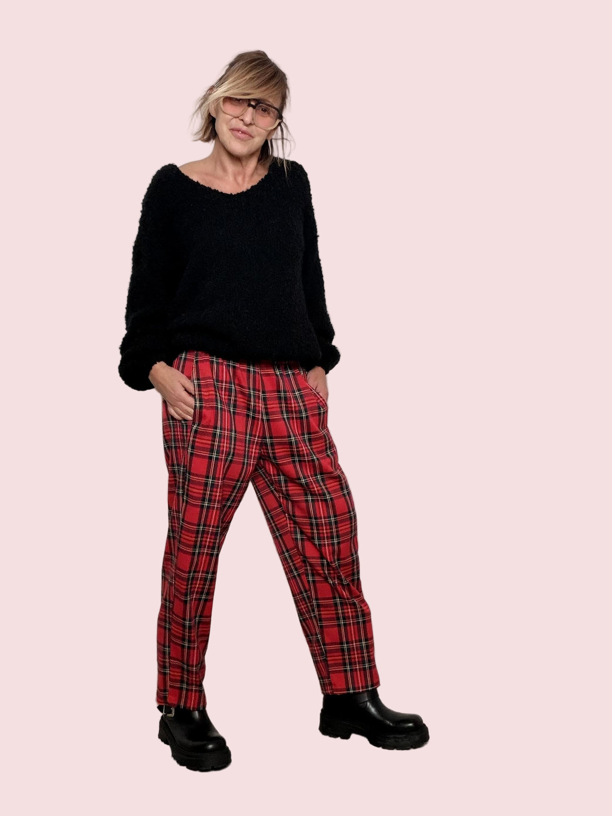 FEMALE - Pantalone Tartan Cozy  grintoso, morbido e pieno di personalità P6404Q/ TARTAN ROSSO FEMALE 
