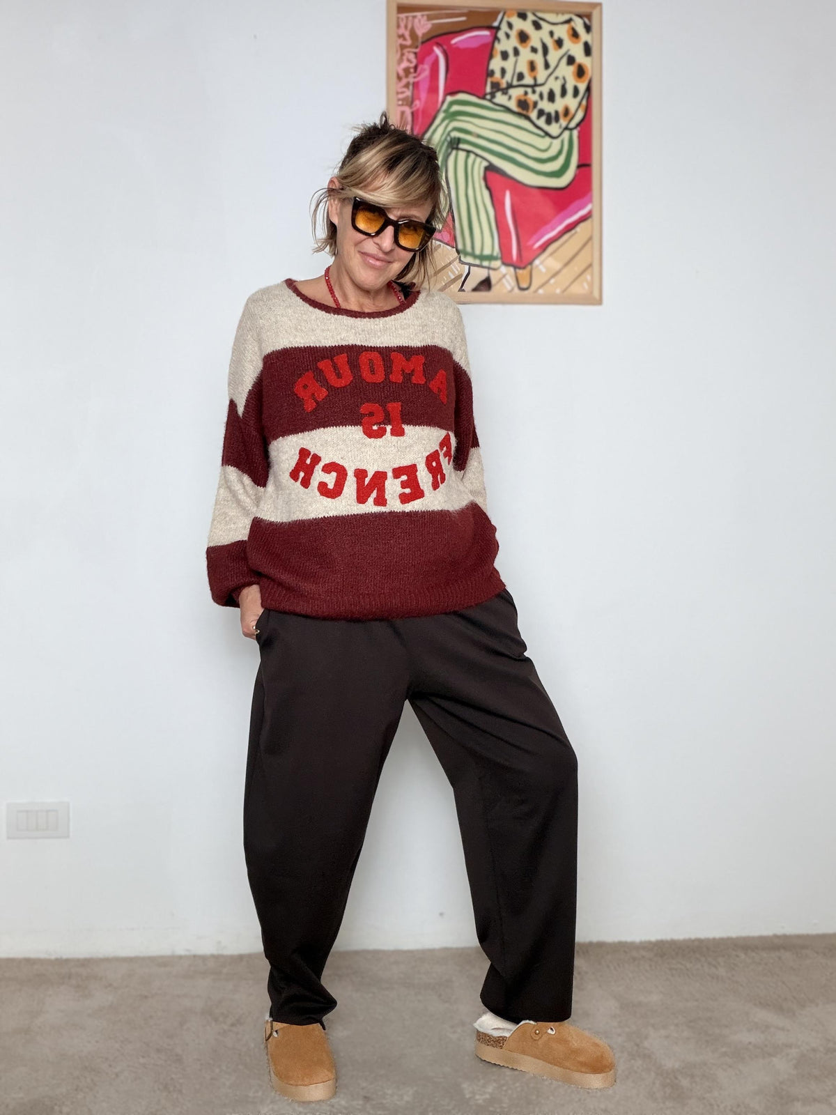 FEMALE_ Maglione Amour a Righe TV25006AMOUR/ WINE RED FEMALE 