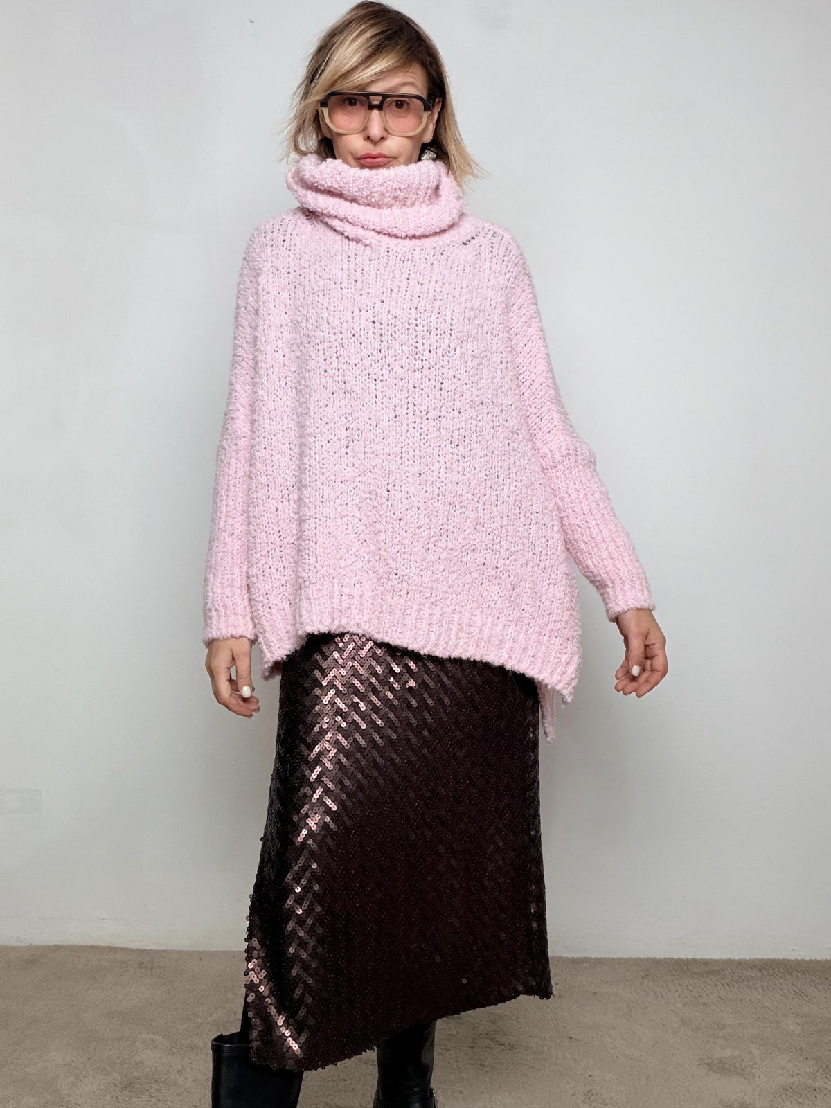 FEMALE - MAXI MAGLIA NUVOLETTA SOFT  il pullover che ti avvolge con leggerezza 9633/ ROSA FEMALE 
