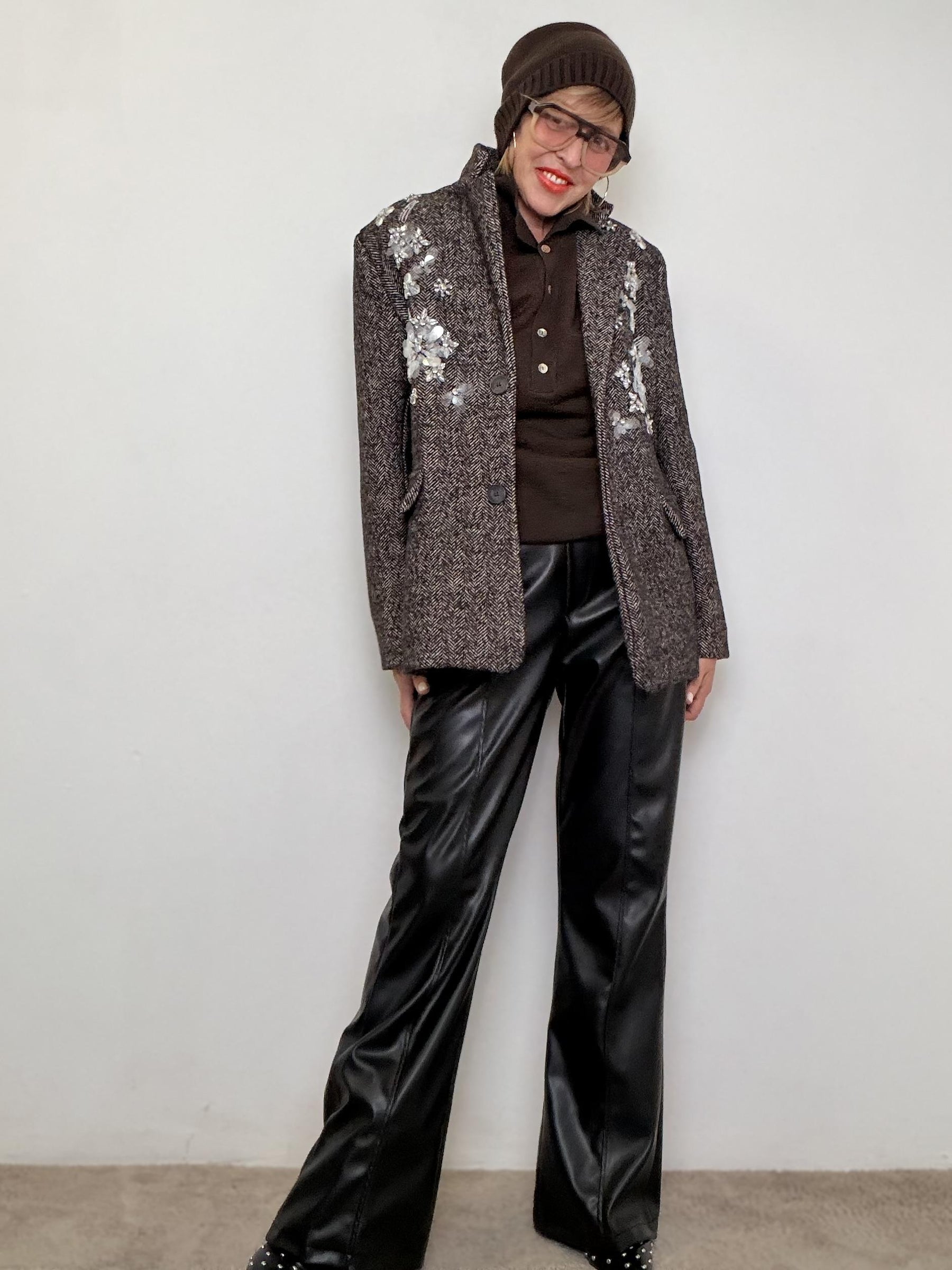 HAVE ONE - Cappotto Bloom Couture  Eleganza che non passa inosservata KMA-P066/ SPINATO MARRONE HAVE ONE 