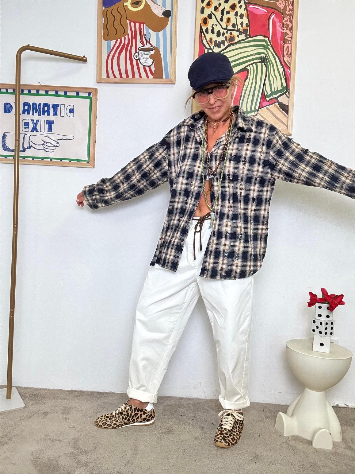 DEJA VU - Pantalone baggy in cotone  Relax, ma con stile bianco A25RU203/ BIANCO DEJA VU 