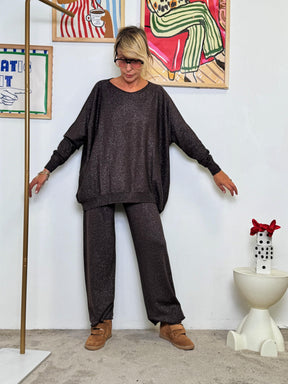 SUSY STAR - Maglia Oversize in Maglia Lurex  Soft & Sparkly MORO<BR/><BR/>Brilla con discrezione. ST22047LX/ MORO SUSY STAR 