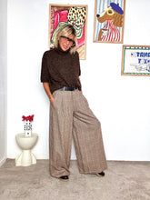 SOUVENIR - Pantalone a palazzo pied de poule  Eleganza comoda e senza tempo M38F0768/ CAMMELLO SOUVENIR 