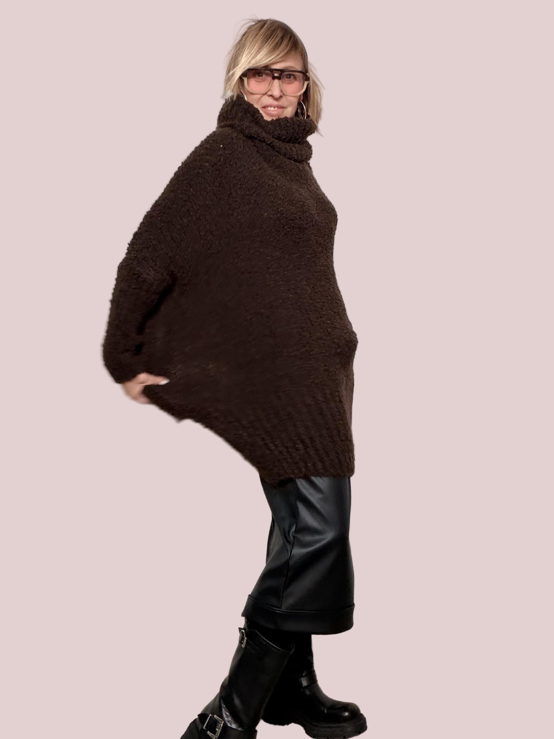 FEMALE - MAXI MAGLIA NUVOLETTA SOFT  il pullover che ti avvolge con leggerezza 9633/ MORO FEMALE 