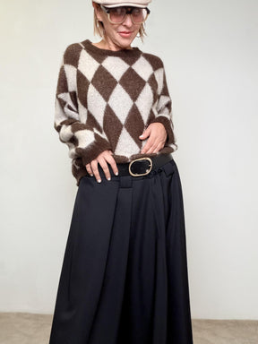 Gonna lunga nera a vita alta BS1696HLLS/ NERO FEMALE 