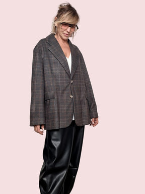 DEJA VUY - Giacca Teddy Check  classica davanti, sorprendente dietro A25SG603/ CHECQ MORO DEJA VU 