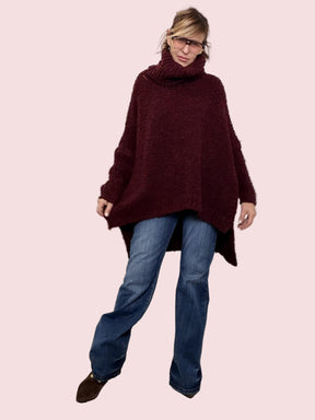 FEMALE - MAXI MAGLIA NUVOLETTA SOFT  il pullover che ti avvolge con leggerezza 9633/ VINO FEMALE 