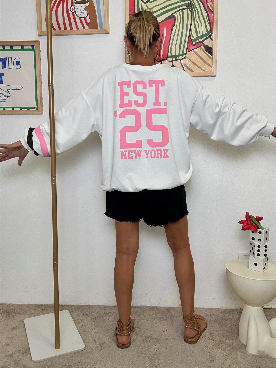 FEMALE - Felpa "NY College Vibes"  Streetwear con Attitudine!  BIANCA R51156/ BIANCO FEMALE 