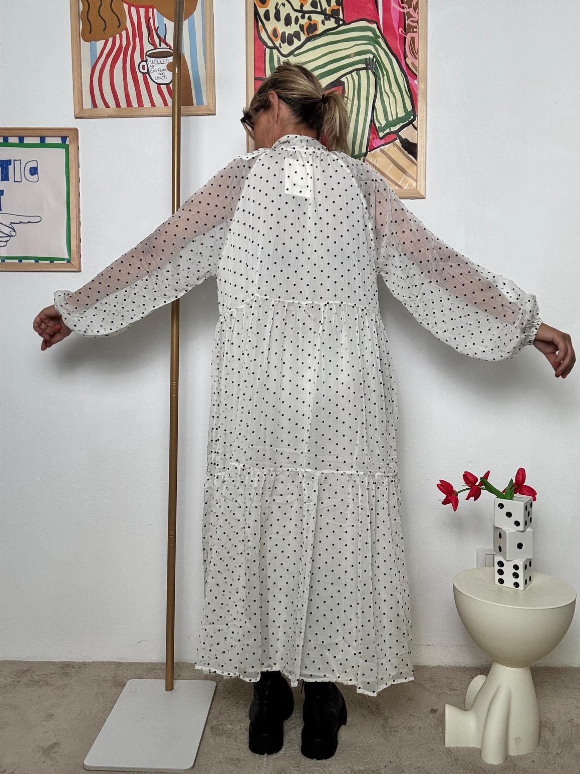 FEMALE - Abito Pois e Poesia  Romantico, Svolazzante, Iconico BIANCO W5903/ BIANCO FEMALE 