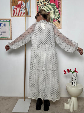 FEMALE - Abito Pois e Poesia  Romantico, Svolazzante, Iconico BIANCO W5903/ BIANCO FEMALE 