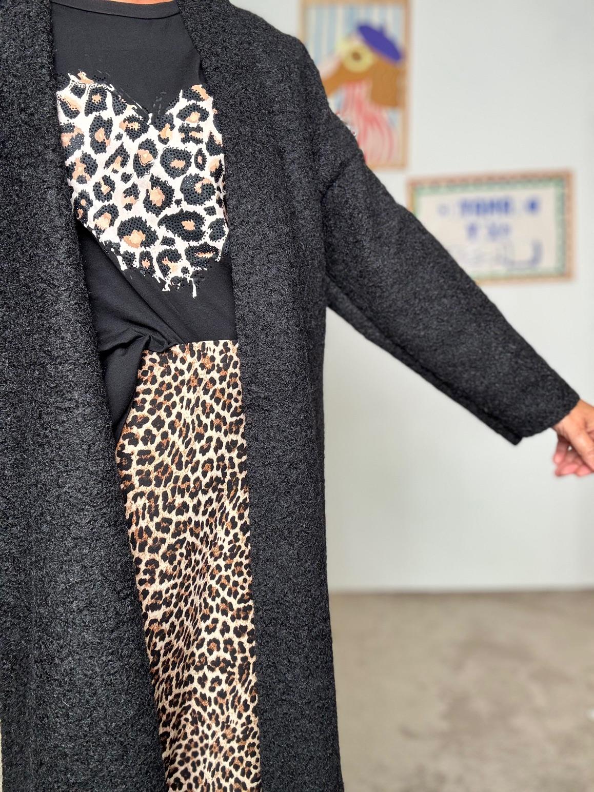 FEMALE - Cardigan lungo donna con frange  stile casual chic e originale nero L5M253/ NERO FEMALE 