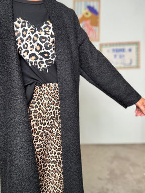 FEMALE - Cardigan lungo donna con frange  stile casual chic e originale nero L5M253/ NERO FEMALE 