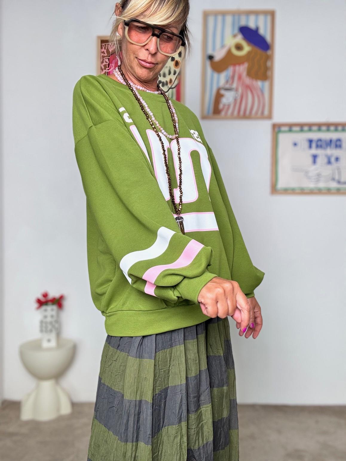 FEMALE - Felpa "NY College Vibes"  Streetwear con Attitudine!  VERDE R51156/ VERDE FEMALE 