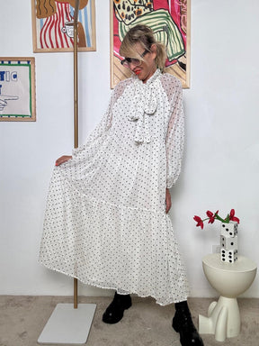 FEMALE - Abito Pois e Poesia  Romantico, Svolazzante, Iconico BIANCO W5903/ BIANCO FEMALE 