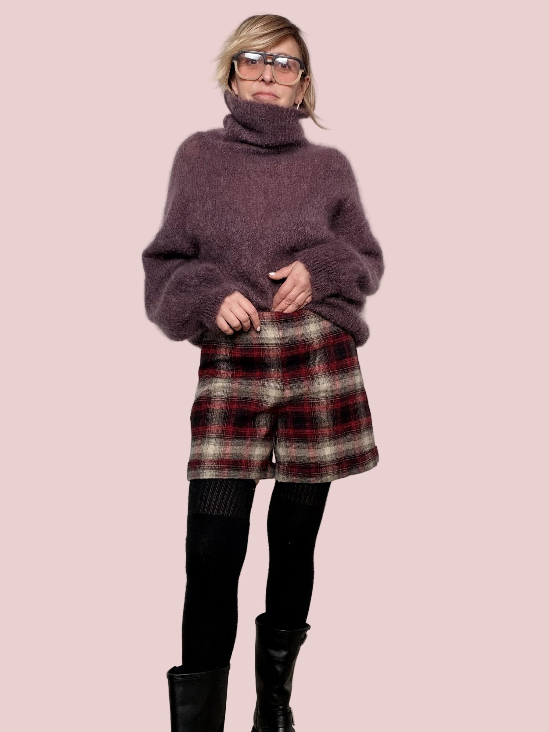 PHILIA LOFT - SHORTS SCOZZESI IN LANA MORBIDA  CALDI, CHIC E SUPER VERSATILI D01E1090/ ROSSO PHILIA LOFT 