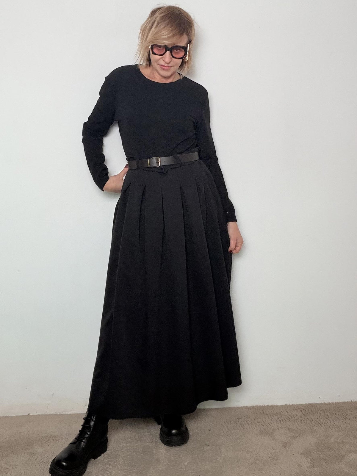 Abito Lungo Nero con Cintura  Eleganza Senza Tempo 38982NNB/ NERO FEMALE 