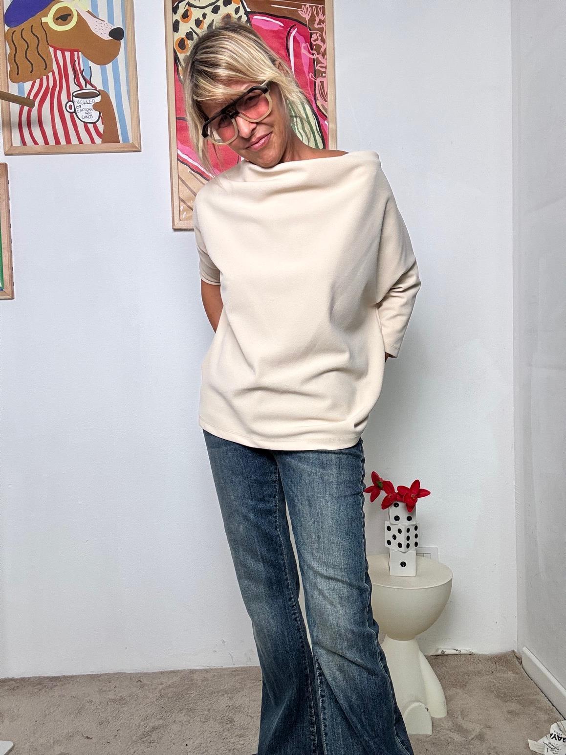 SOUVENIR - Maglia Drappeggiata in Crema Soft S38M0116/ CREMA SOUVENIR 