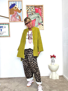 SUSY STAR - Cardigan donna verde lime oversize  morbido, trendy e super versatile ST572002/ VERDE SUSY STAR 