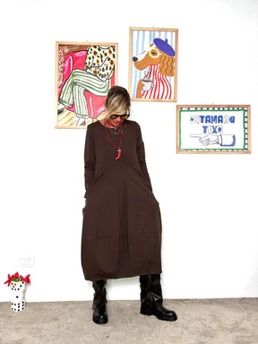 FEMALE - Abito Over con Taglio a Balze moro 36190LMB/ MORO FEMALE 