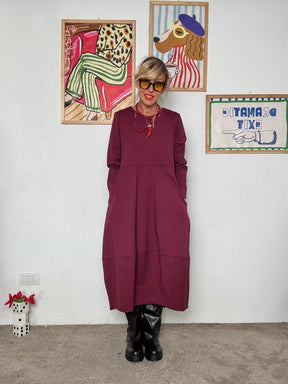 FEMALE - Abito Over con Taglio a Balze vino 36190LMB/ VINO FEMALE 