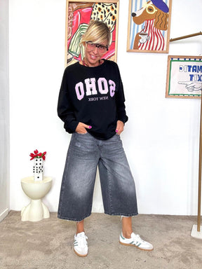 FEMALE Felpa oversize nera con stampa SOHO R50599SOHO/ NERO FEMALE 